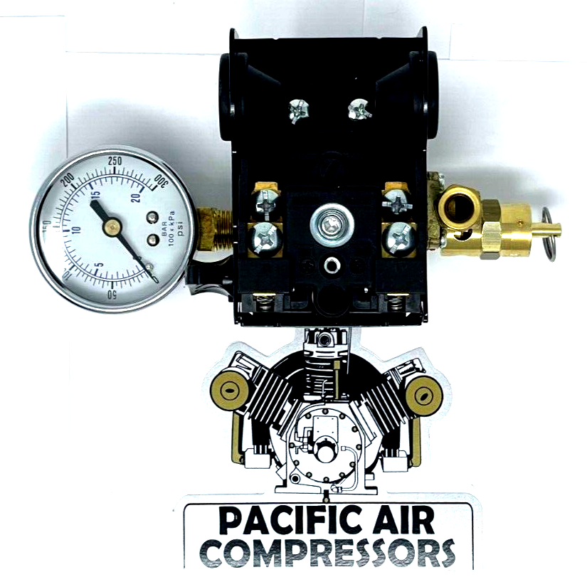 2 STAGE AIR COMPRESSOR PRESSURE SWITCH KIT 175 PSI OFF SAFETY VALVE / GAUGE