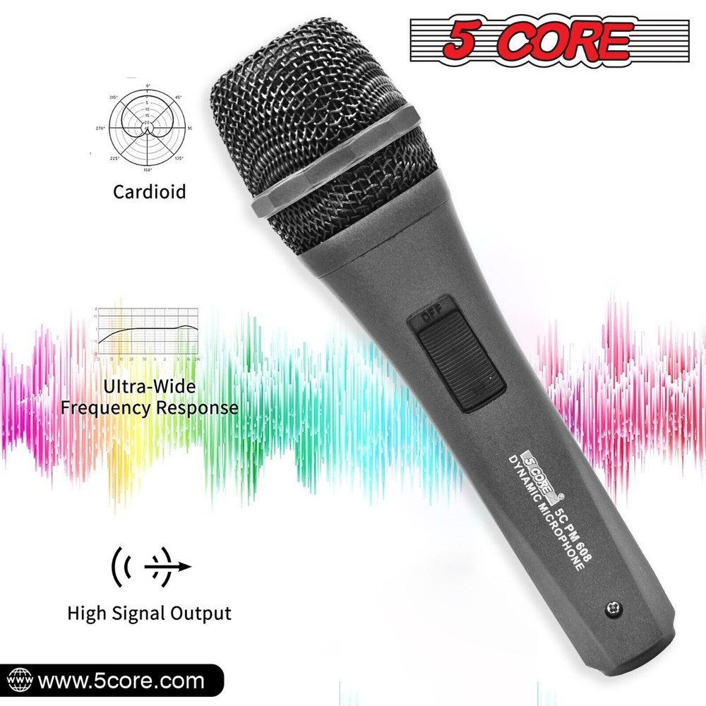 5Core XLR Microphone Dynamic Mic Karaoke Singing Studio Mics Handheld Microfono