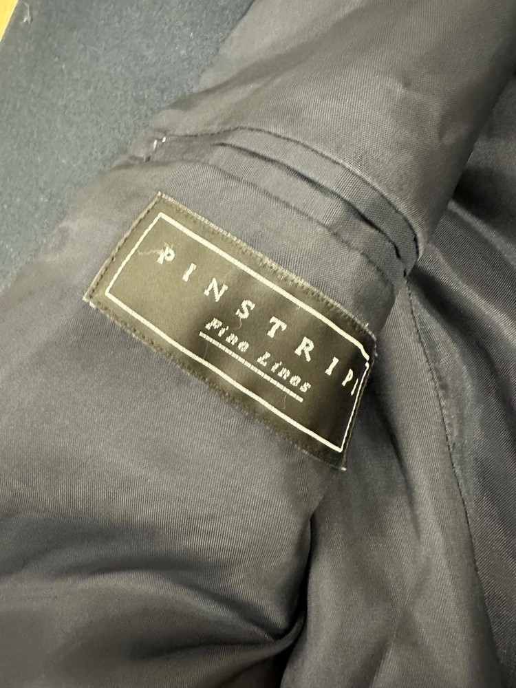 Pinstrip Black Men's soft wool blend Blazer Jacket