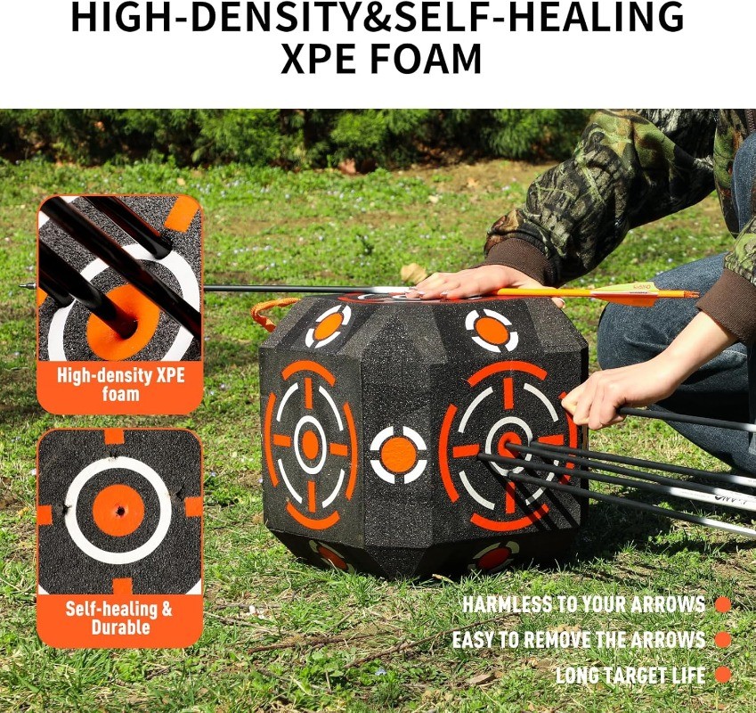 Multi-Sided Archery Target Block High Polymer Fiber Bow & Arrow Target
