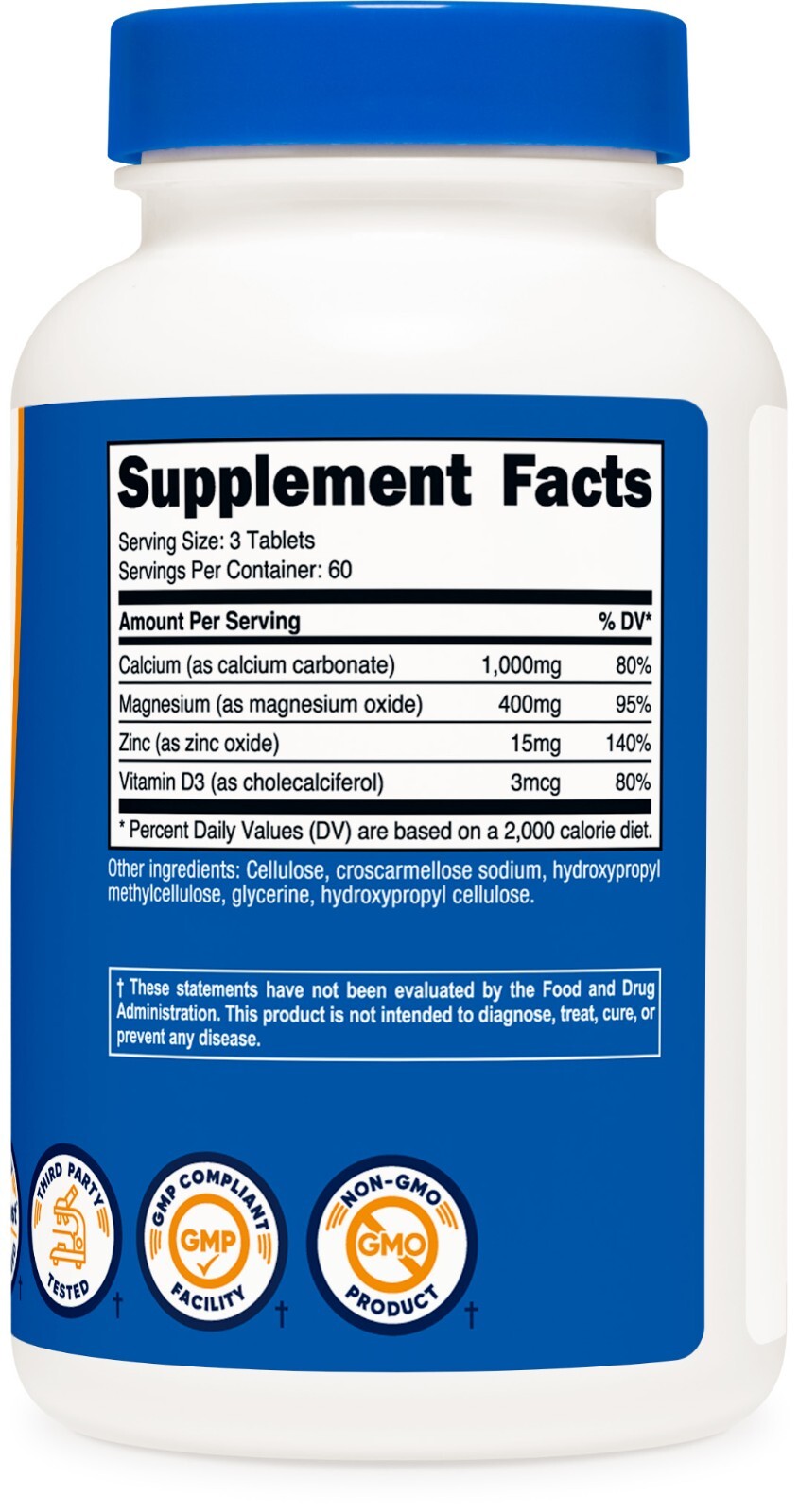 Nutricost Calcium, Magnesium & Zinc Tablets (180 Tablets, 60 Servings)