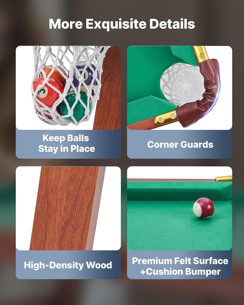 Folding Pool Table,Portable Billiards Tables, Foldable Space-Saving Entertainmen