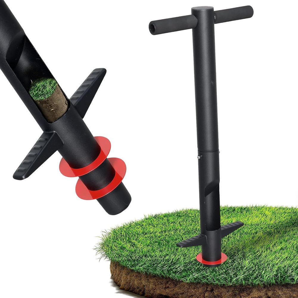 Bulb Planter Tool - 34" Long Handle Sod Plugger Lawn Plug Digger,Auto Plug Eject