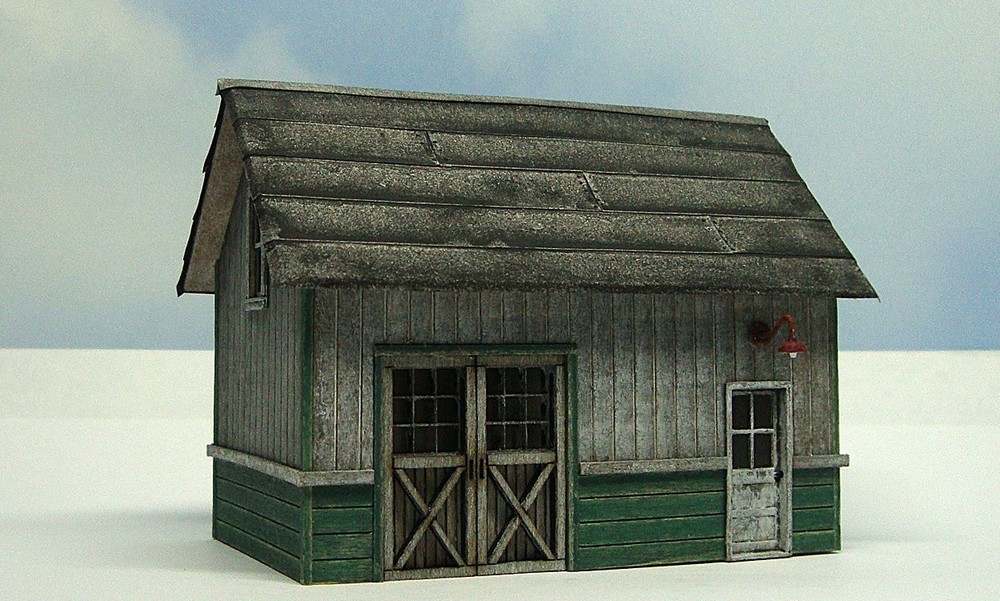 HO scale built wood model Maintenance Shed