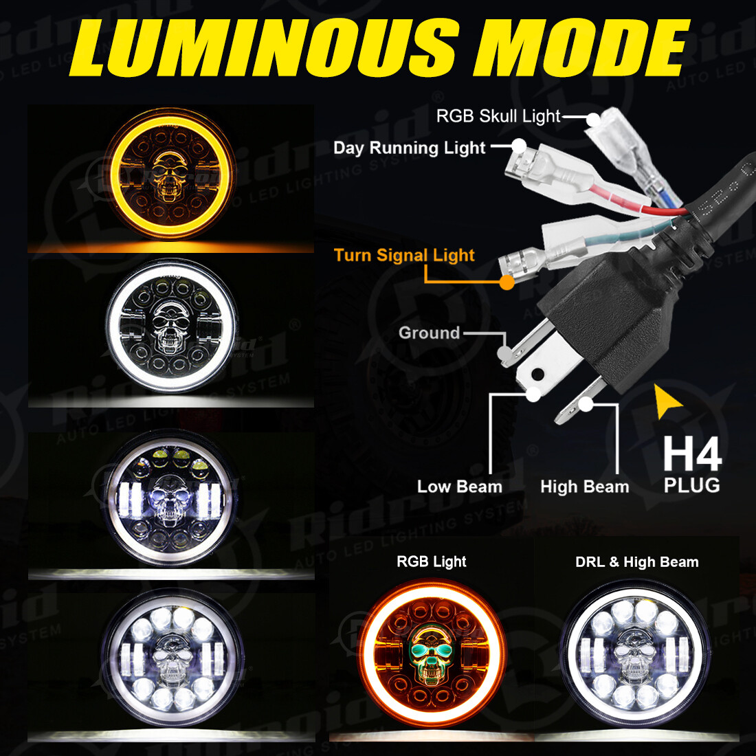 7" inch LED Headlight +4.5" Passing Lights For Harley Davidson Touring Road King