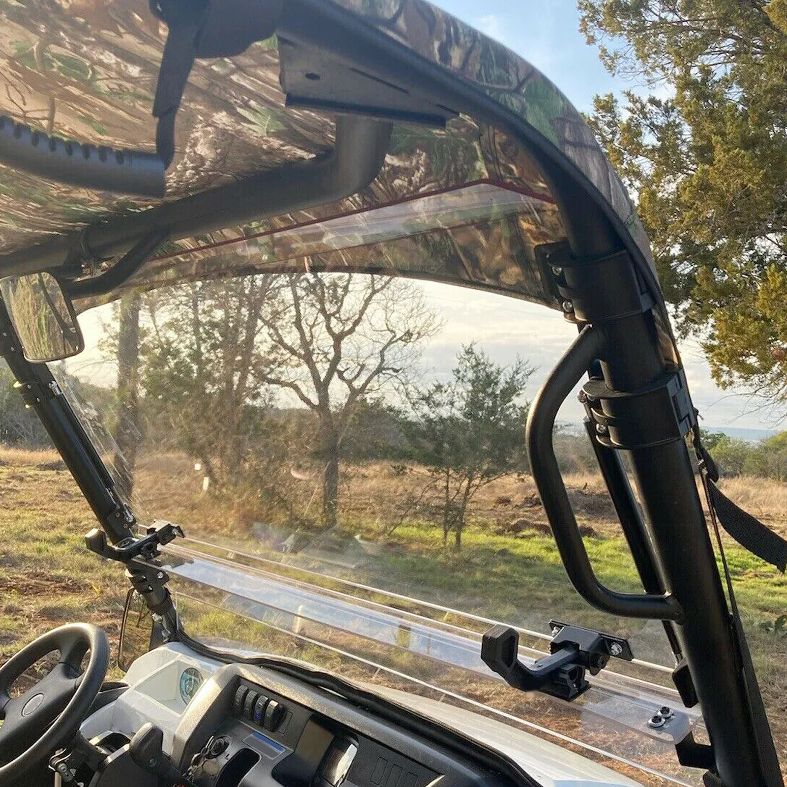 Scratch Resistant Flip Windshield For 2016+Kawasaki Mule Pro FXT / DXT / DX / FX