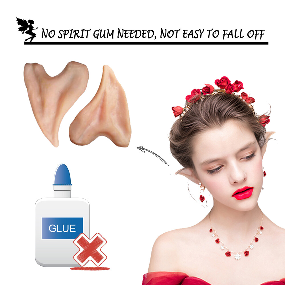 Halloween Cosplay Elf Ears Latex Hobbit Pixie Fairy Vulcan Alian Costume Props