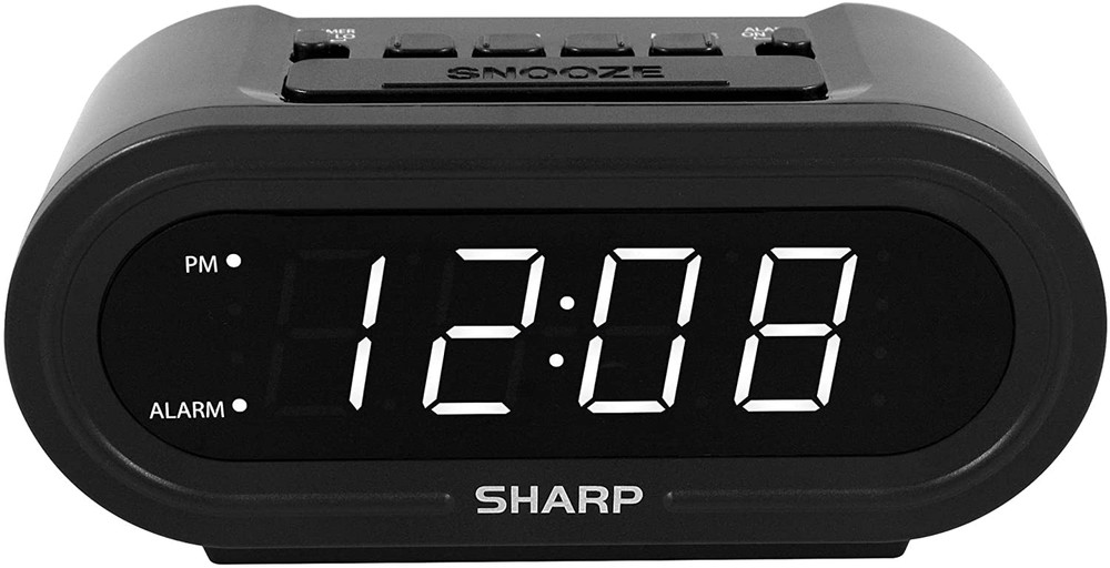 Sharp Digital Alarm with Accuset - Automatic Smart Clock, Never Needs Setting (M