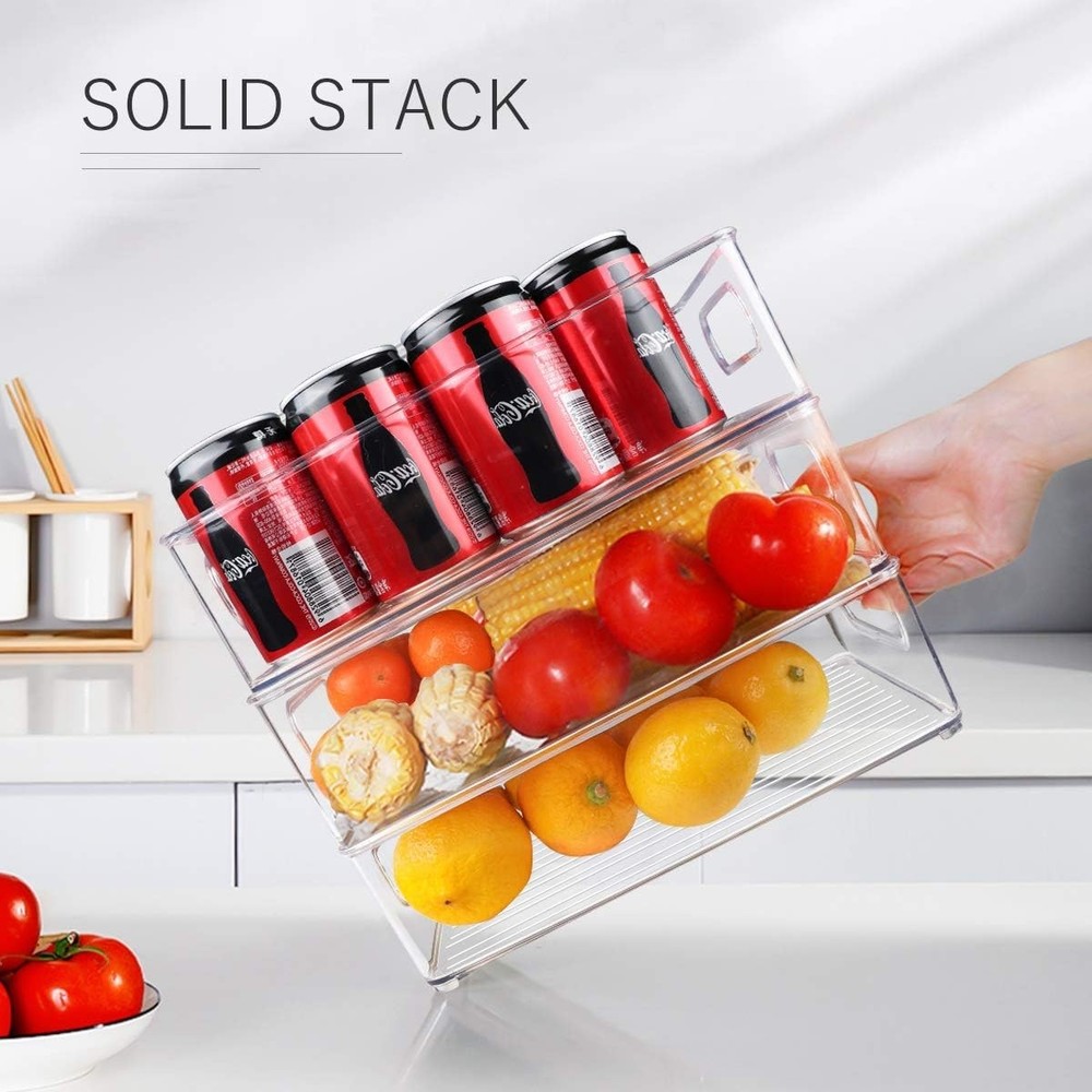 Stackable Refrigerator Organizer Bins 6 Pack Clear Kitchen Organizer Container