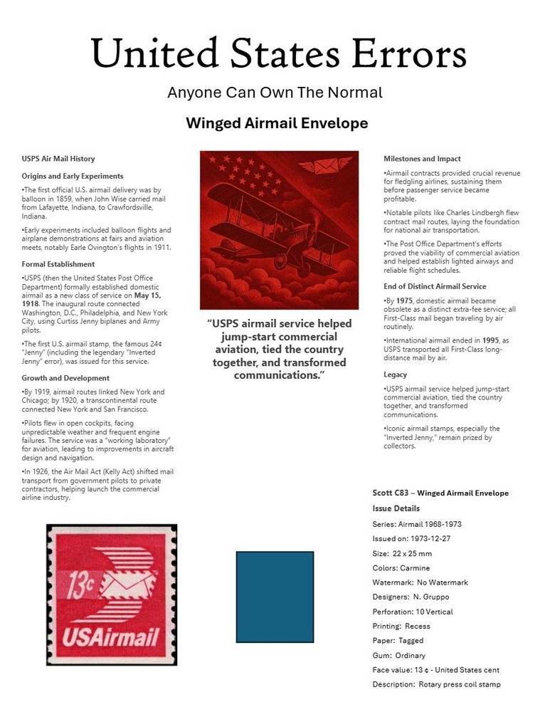 Centsational Custom Presentation Panel For Error SN C83 - 8.5” X 11”