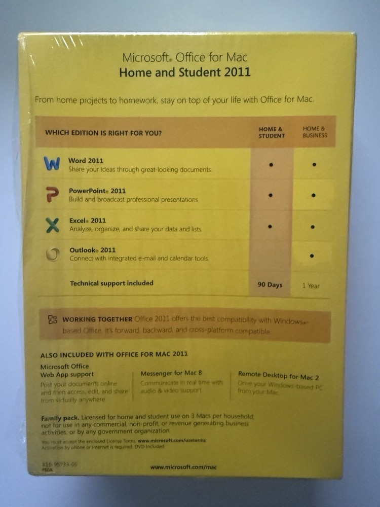 Microsoft Office: Mac 2011 Home& Student - 3 Users / 3 Macs - Complete Box Set