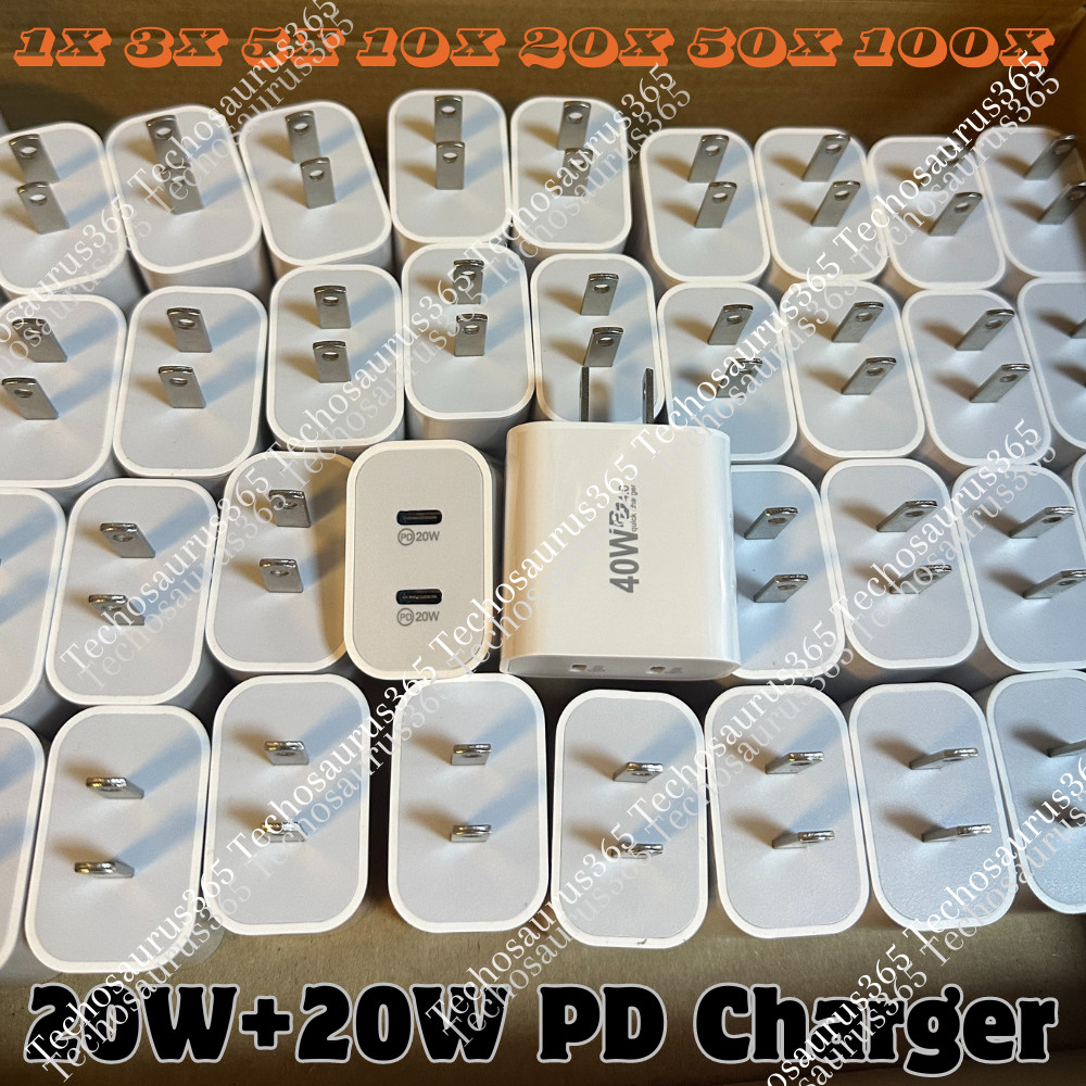 40W Dual USB Type-C Fast PD Charger Adapter For iPhone iPad Android Samsung Lot