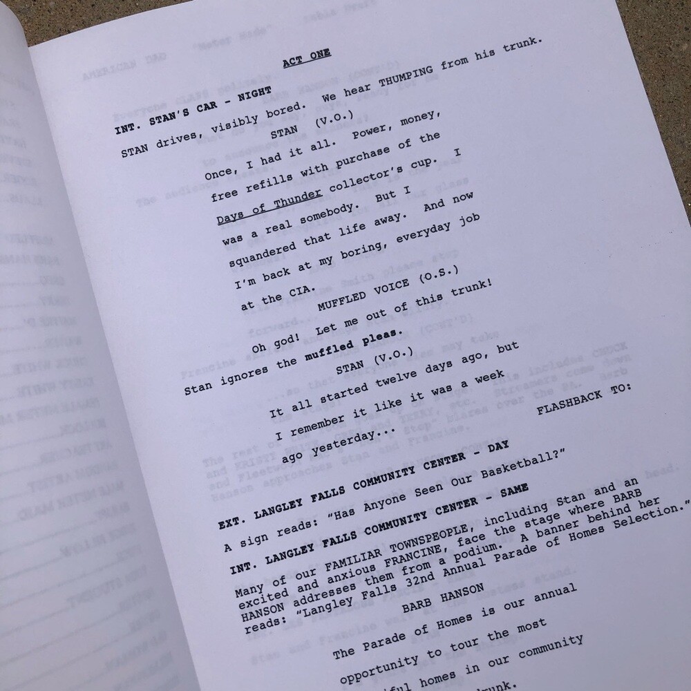 American Dad Scott Grimes Steve Smith Used Meter Maid Episode Table Draft Script