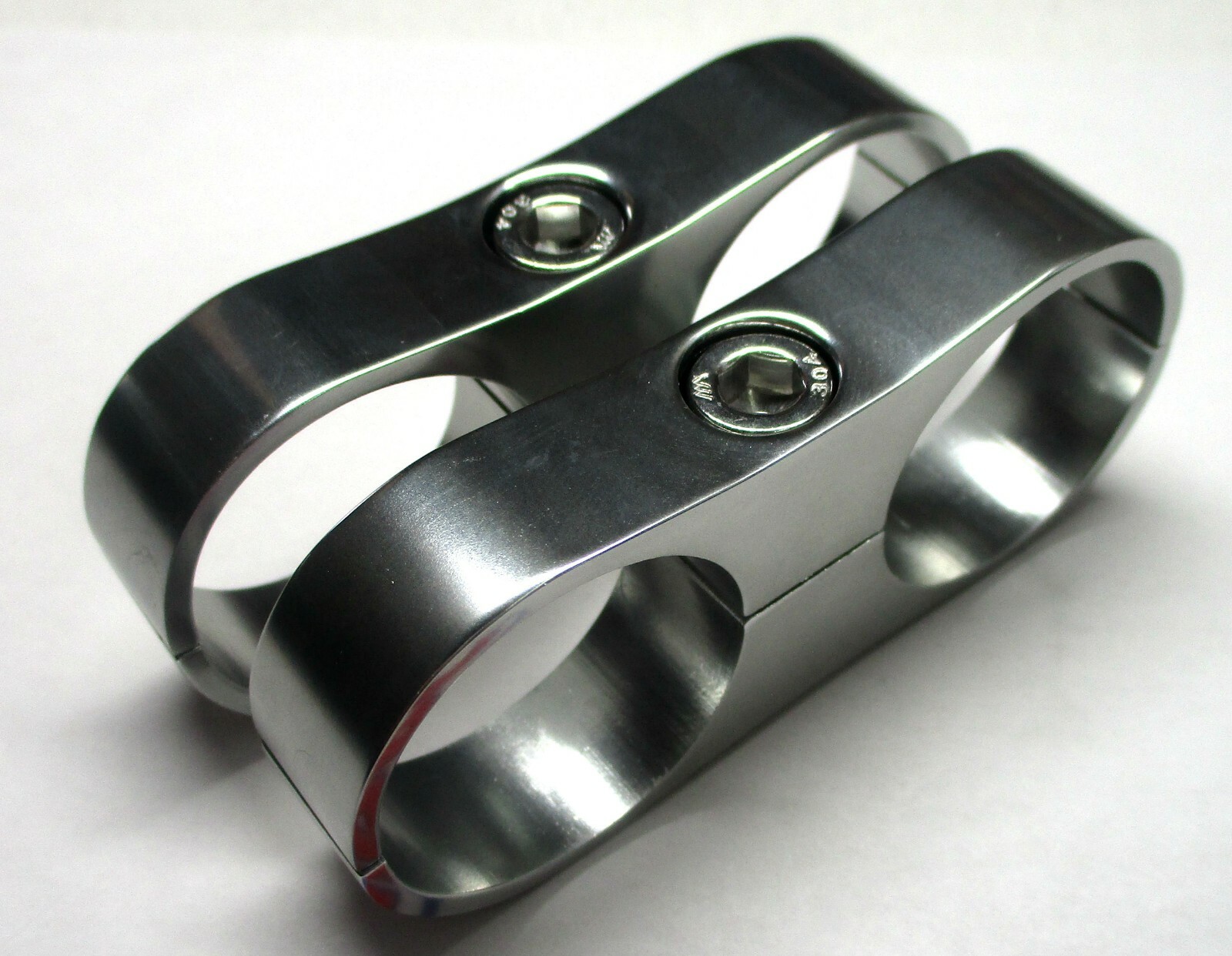 BILLET  ALUMINUM DUAL HOSE SEPARATOR 1 & 1/16" i.d.SHOW POLISHED TITANIUM  2 PK