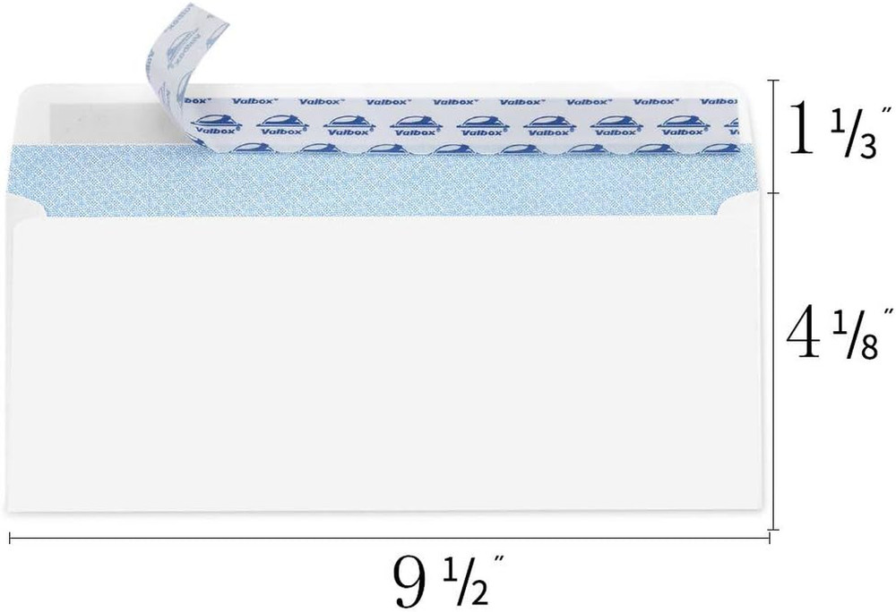 Valbox #10 Security Envelopes Self Seal, No. 10 Windowless Security Tint Pattern