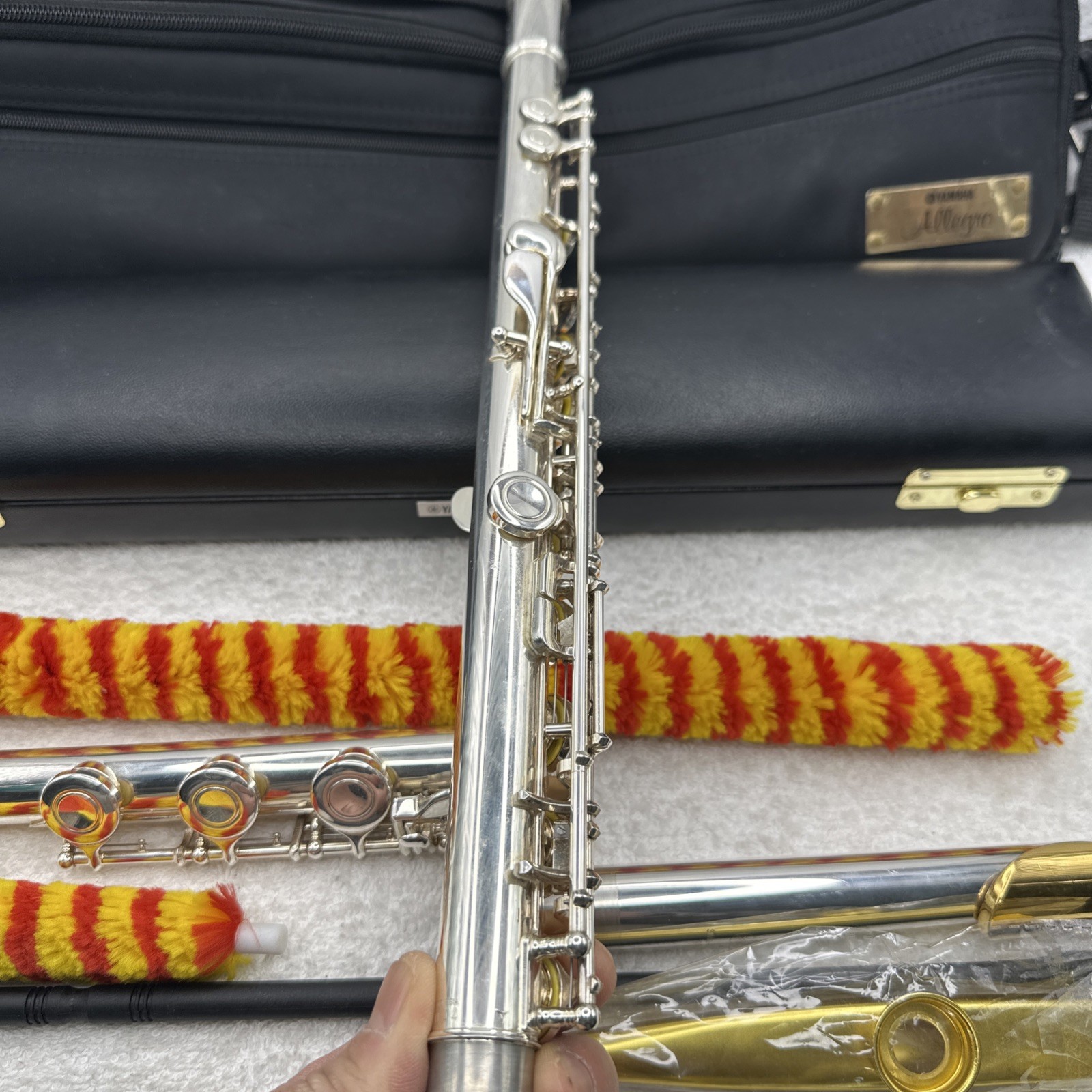 Yamaha Allegro YFL-371 371 Silver Head 925 Open Hole Flute Gold Plated Lip Plate