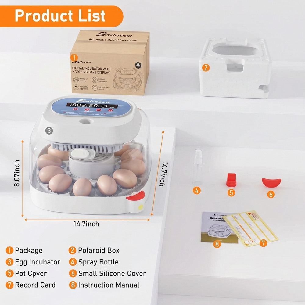 12 Egg Incubators for Hatching Eggs with Automatic Turning/Temperature Control