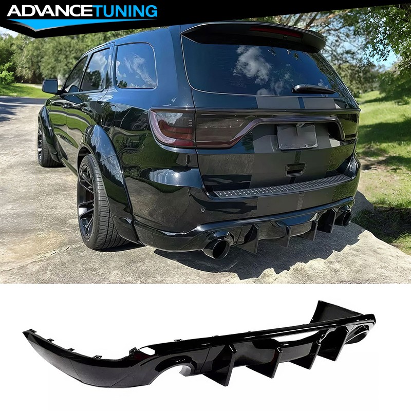 Fits 11-26 Dodge Durango Rear Bumper Lip Diffuser Gloss Black V2 Splitter Guard