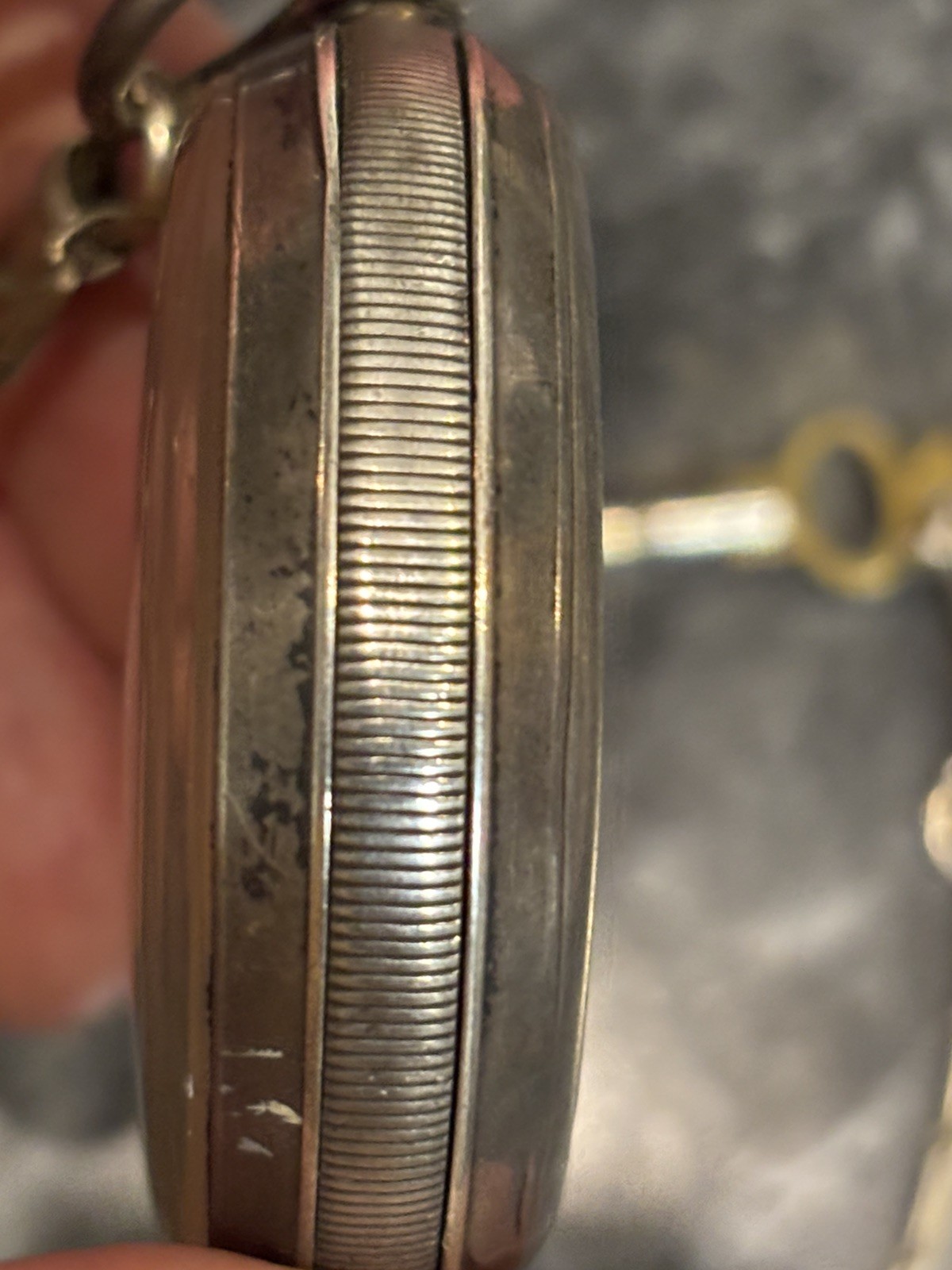 VINTAGE BUREN 935 STERLING POCKETWATCH WORKING 50mm KEY WIND NEEDS SERVICED