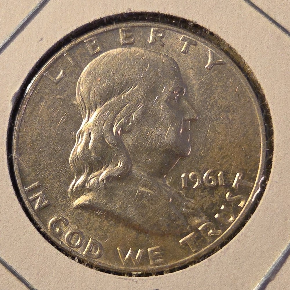 1961-D Franklin Silver Half Dollar In About Uncirculated Condition