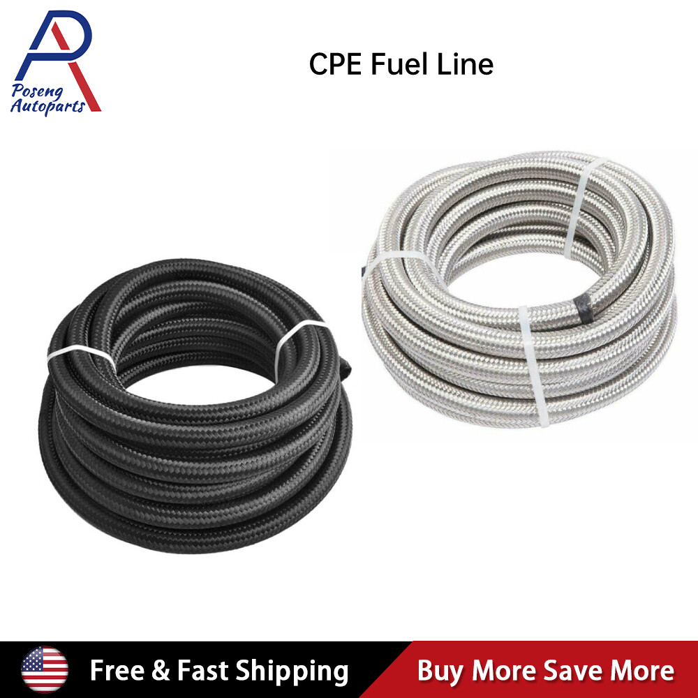 4AN 6AN 8AN 10AN 12AN Nylon & Stainless Steel Braided Fuel Hose Oil Gas Air Line