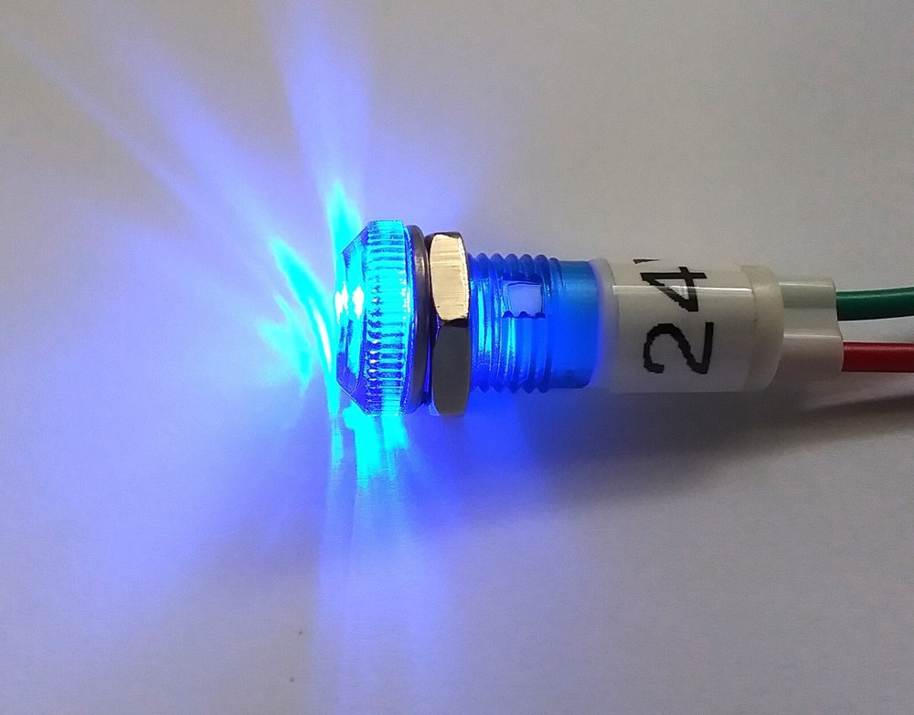 BBT 24 volt Waterproof Blue LED Low-Profile Indicator Light