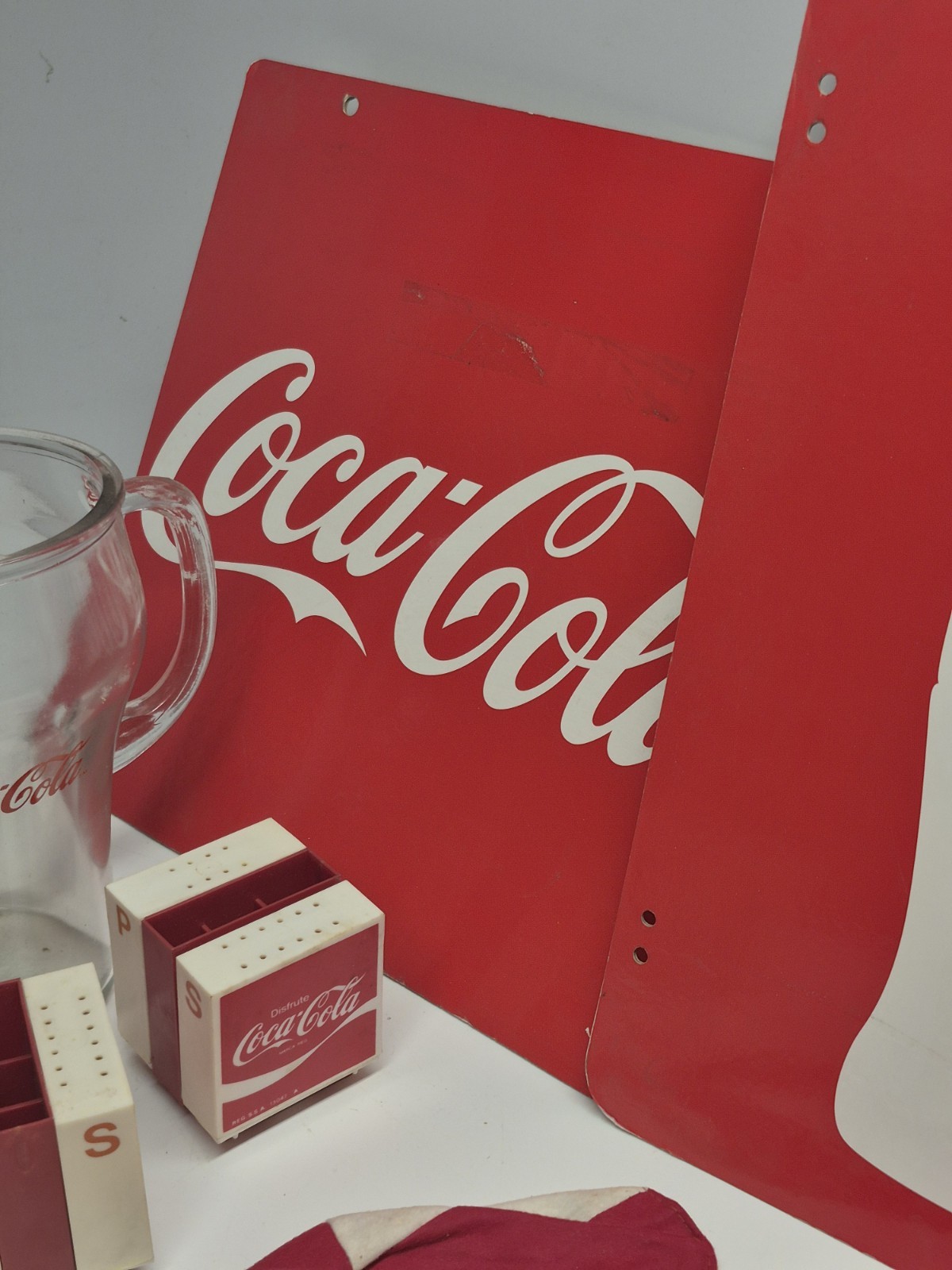 Vintage Coca-Cola Collectible Item Lot Glasses Pitcher Hat Shakers