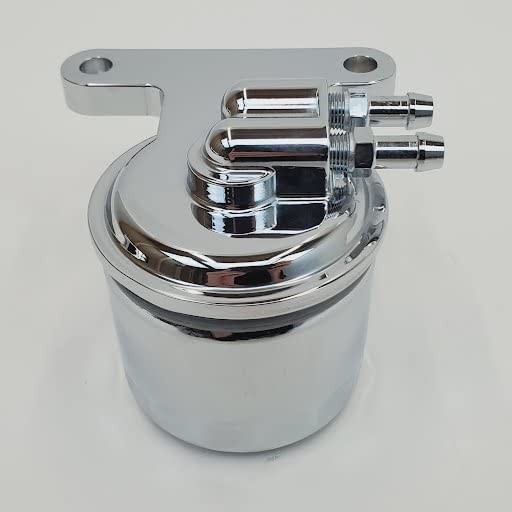 Chrome Universal Remote Oil Filter Relocation Kit with Custom Mount & Filter