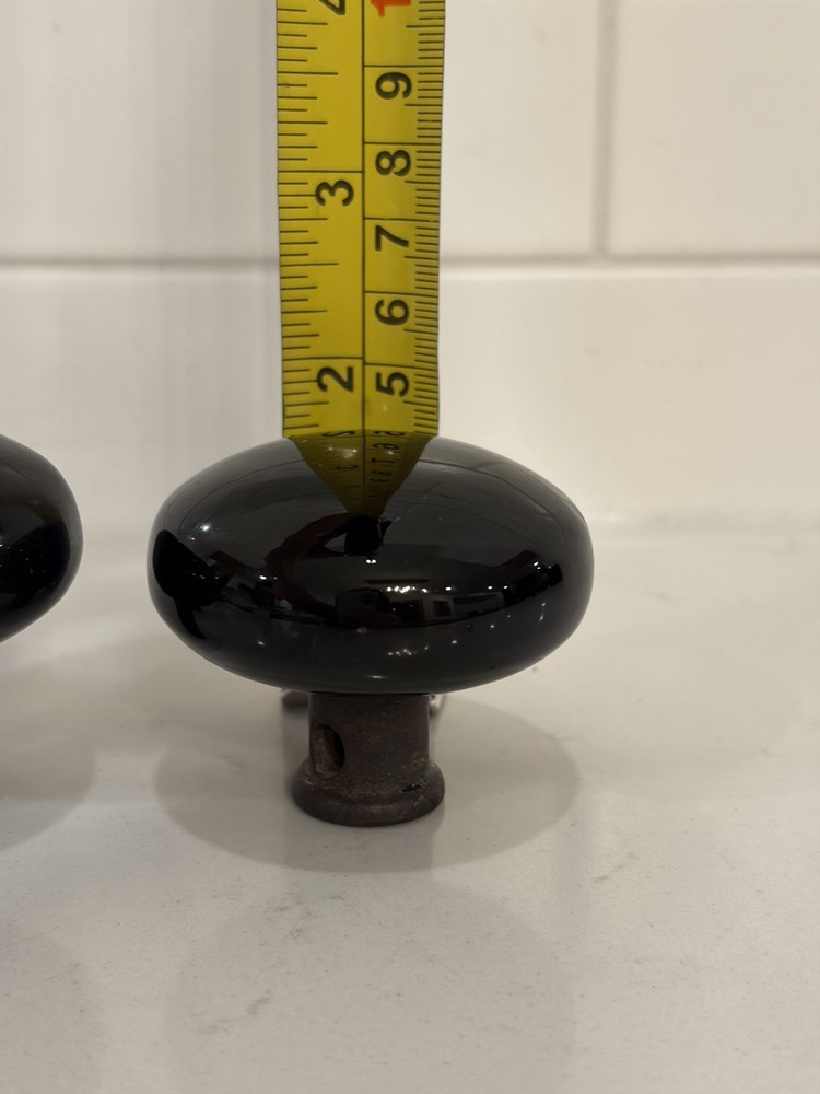 Porcelain Door Knobs – Two Speckled White And Too Black – Four Total