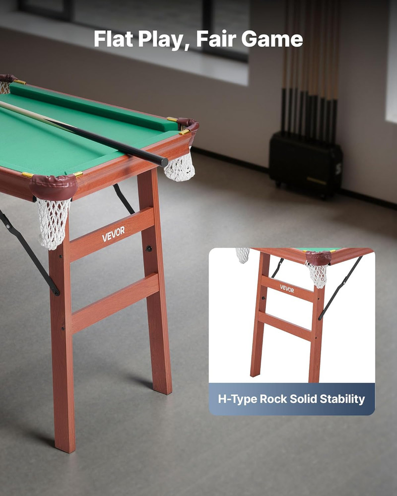 Folding Pool Table,Portable Billiards Tables, Foldable Space-Saving Entertainmen