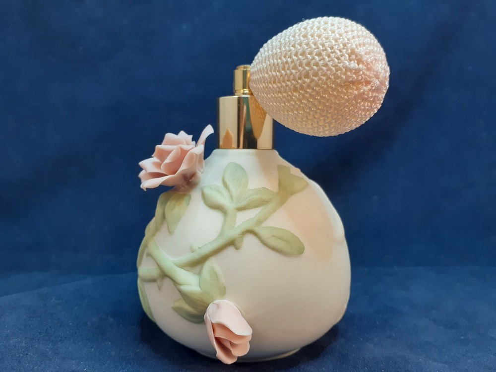 Vintage Capadomonte Floral Perfume Atomizer