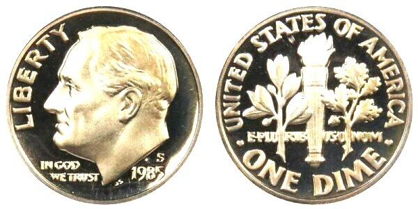 1985 S Roosevelt Dime Choice  Proof