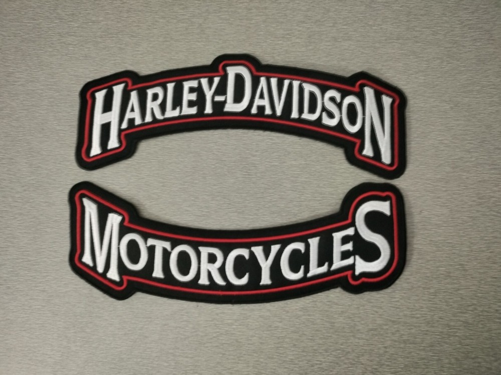Harley-Davidson Red 12 Inch Top & Bottom Rocker Jacket Patch