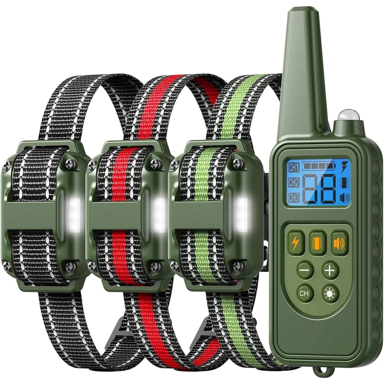 1-3 Dog Training Collar Adjustable Bark Shock Collar Waterproof Pet Trainer