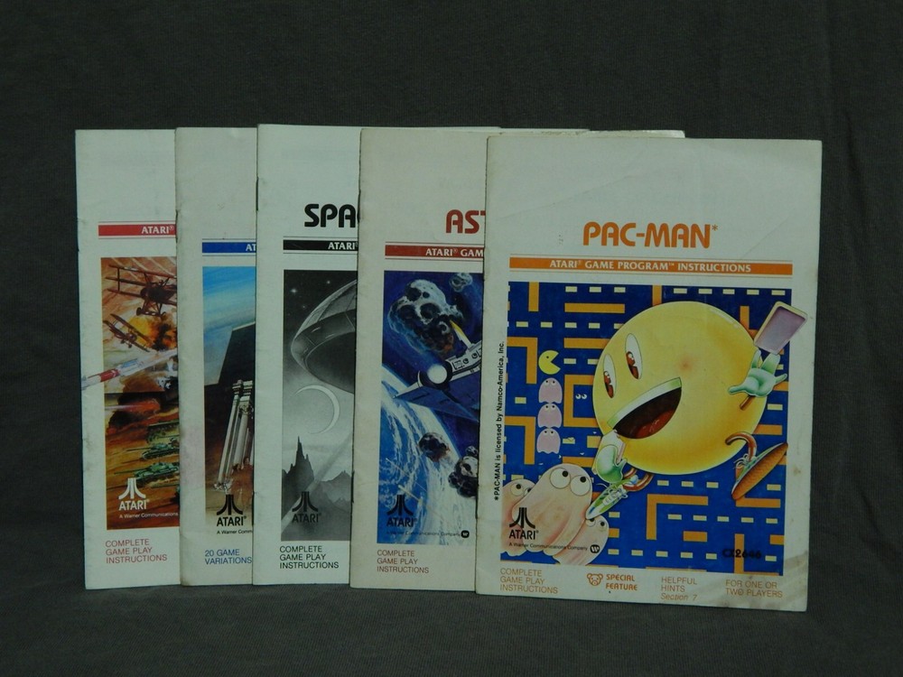 Atari Game Program Instruction Manuals (LOT of 5) Pac-Man + Asteroids +