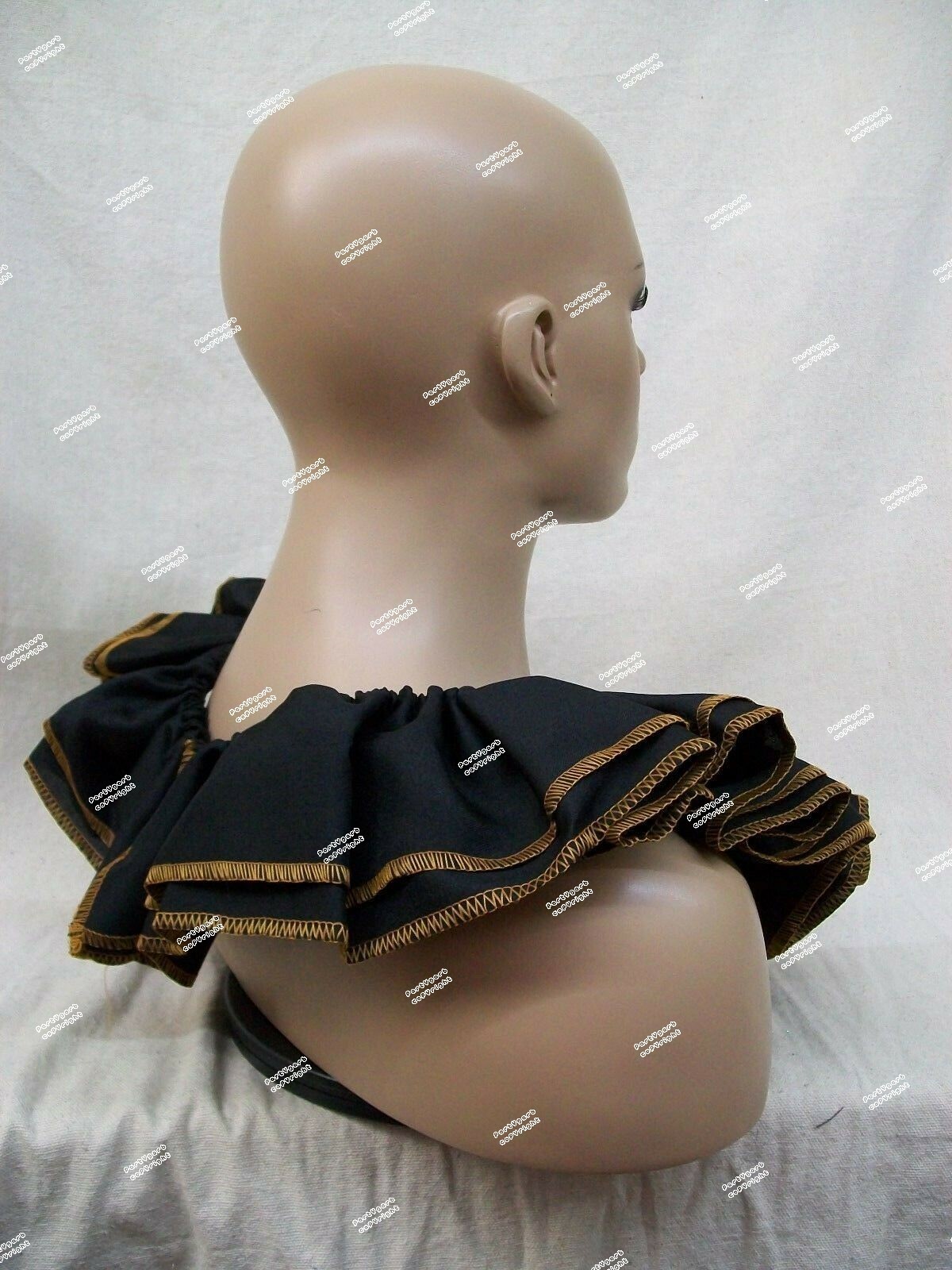 Black Orange Ruffle Clown Collar Gothic Jester Mime Renaissance Queen Victorian