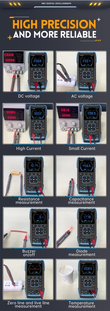 FNIRSI 2C23T Handheld Oscilloscope Digital Multimeter Function Signal Generator