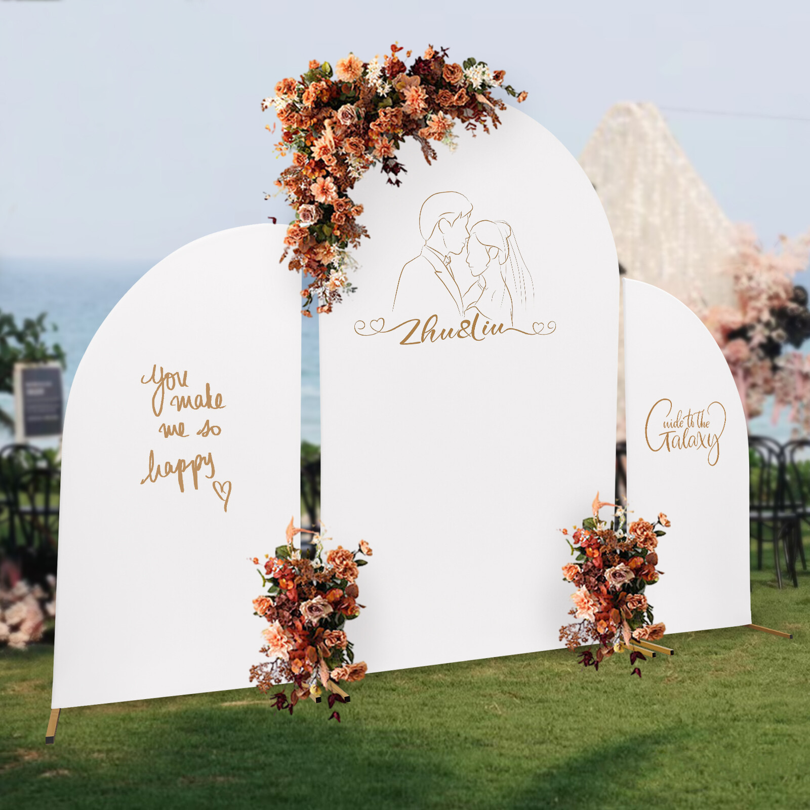 Metal Wedding Stand Backdrop Rack DIY Party Arch Flower Holder with Fabric Cover
