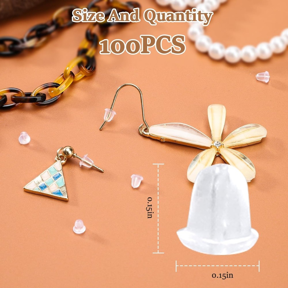 Rubber Earring Backs Soft Clear Earring Backings for Studs Hypoallergenic Silico