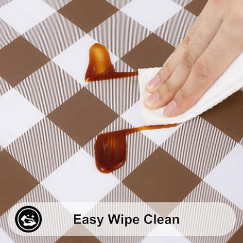 Rectangle Picnic Table Cloth, Elastic 60" x 30" (Rectangular) Brown and White