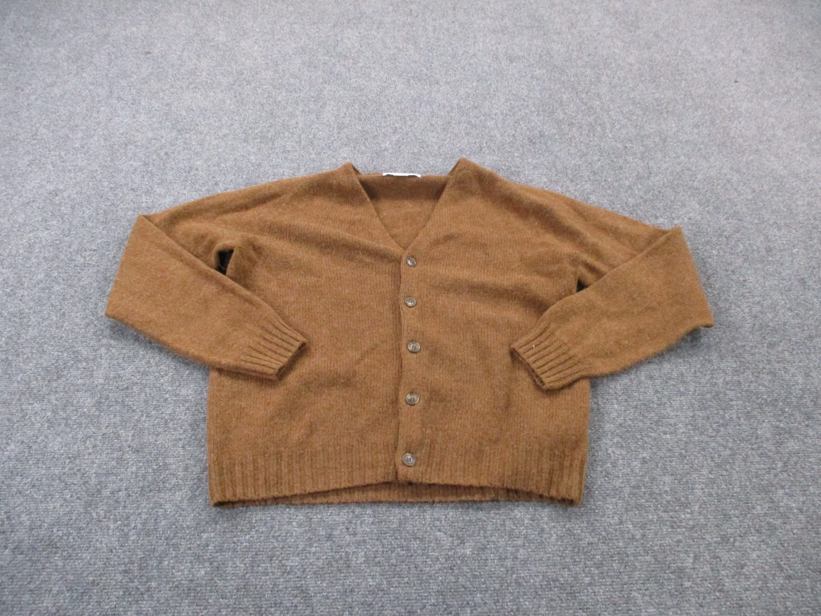 Harley Of Scotland Sweater Men L Brown Pure Virgin Wool Cardigan Shaggy Casual