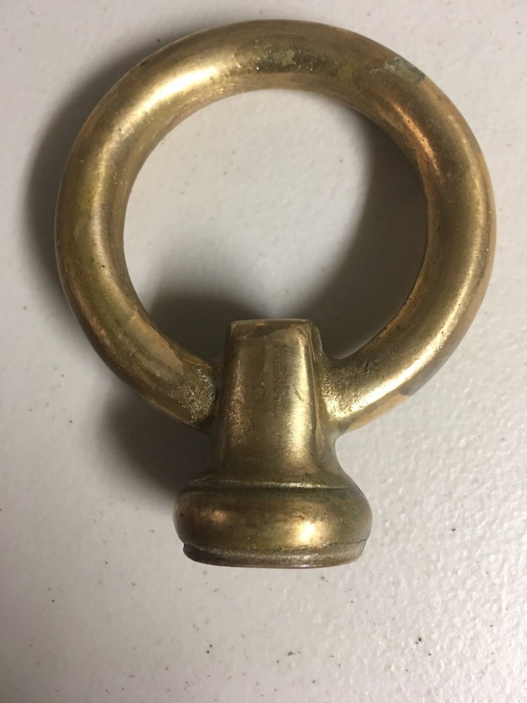 LARGE 1/4 IPS ( 1/2 ) Threaded Heavy Solid Brass Loop 3 INCH DIAMETER