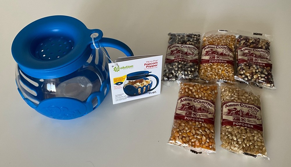 New Ecolution Microwave Popcorn Popper w/ Popcorn Sample Bags