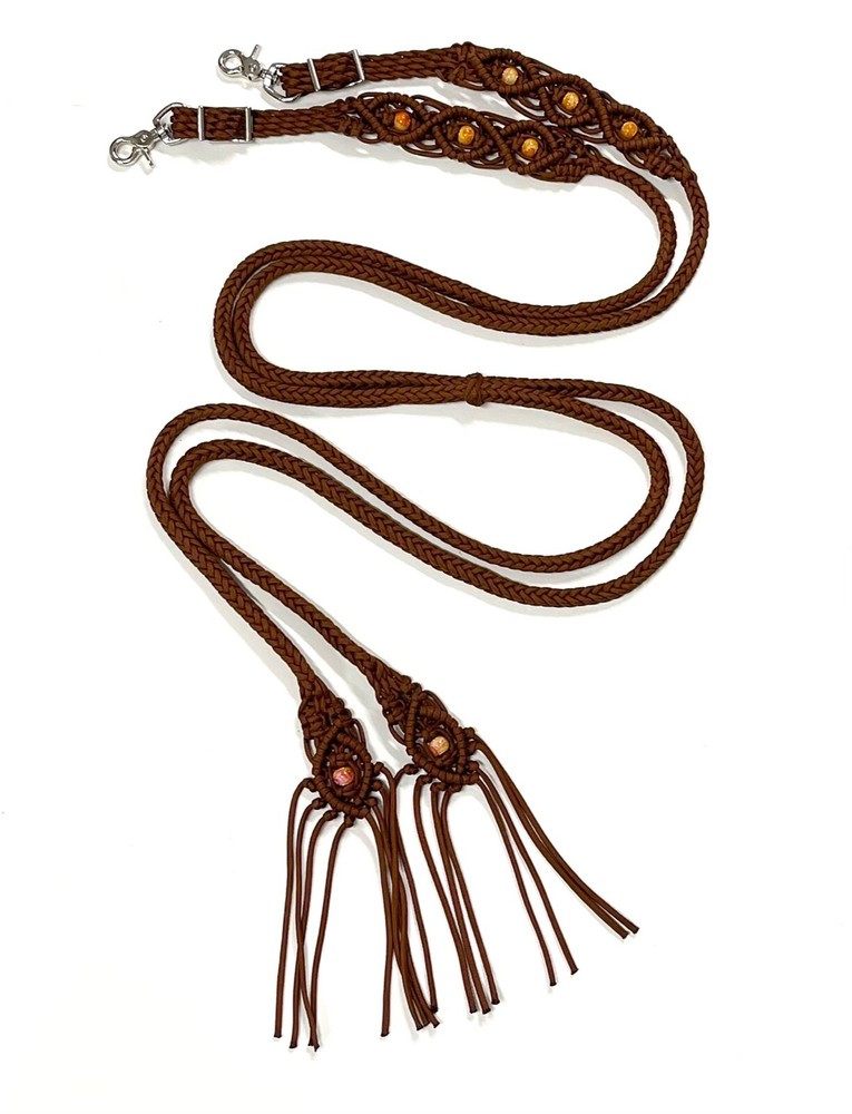 braided split reins with beading