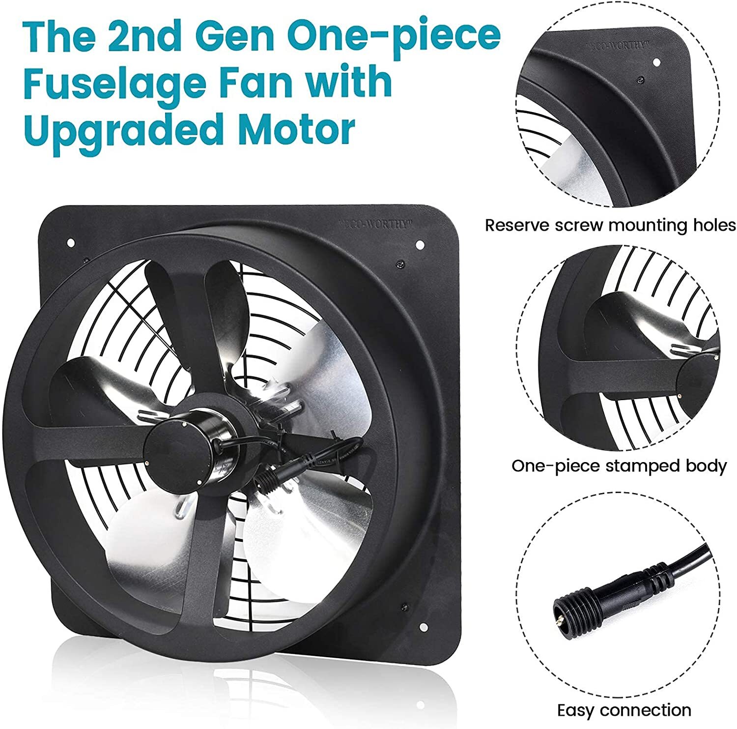 25W Solar Powered Attic Ventilator Gable Roof Vent Fan with 30W Foldable Panel