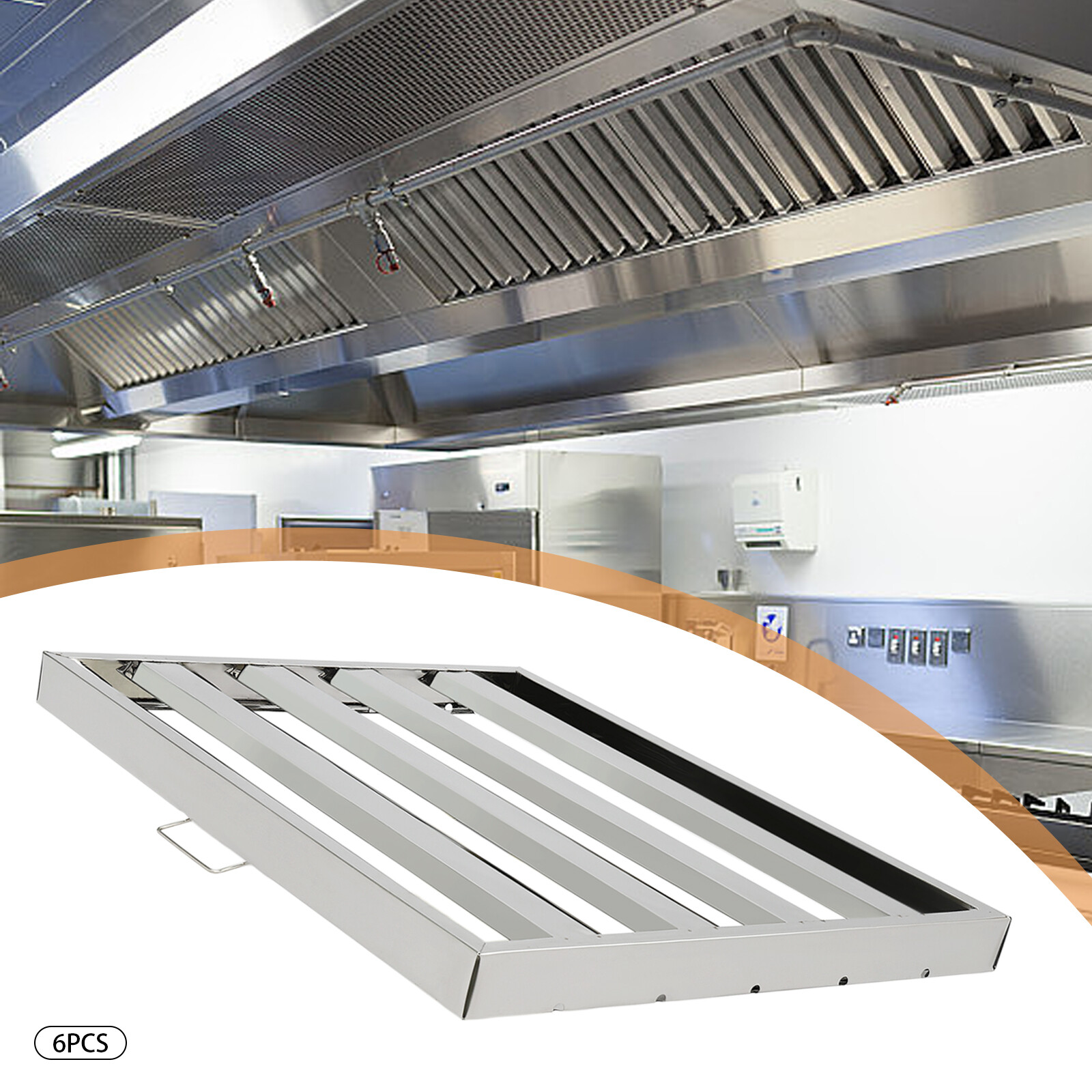 19.5x24.5" Commercial Hood Filters 6Pc Stainless Steel Hood Grease Filter Baffle