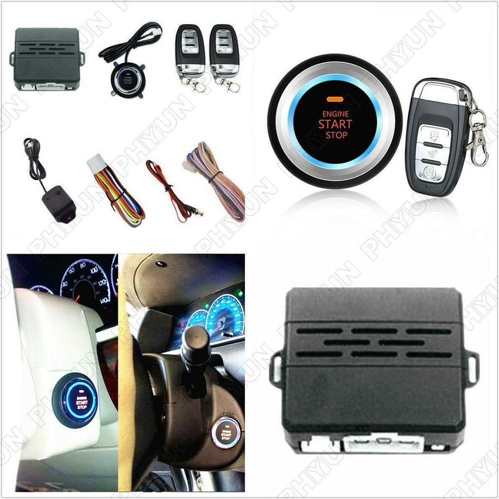 One Key Start Ignition Engine Starter Push Button Remote Vibration Alarm System