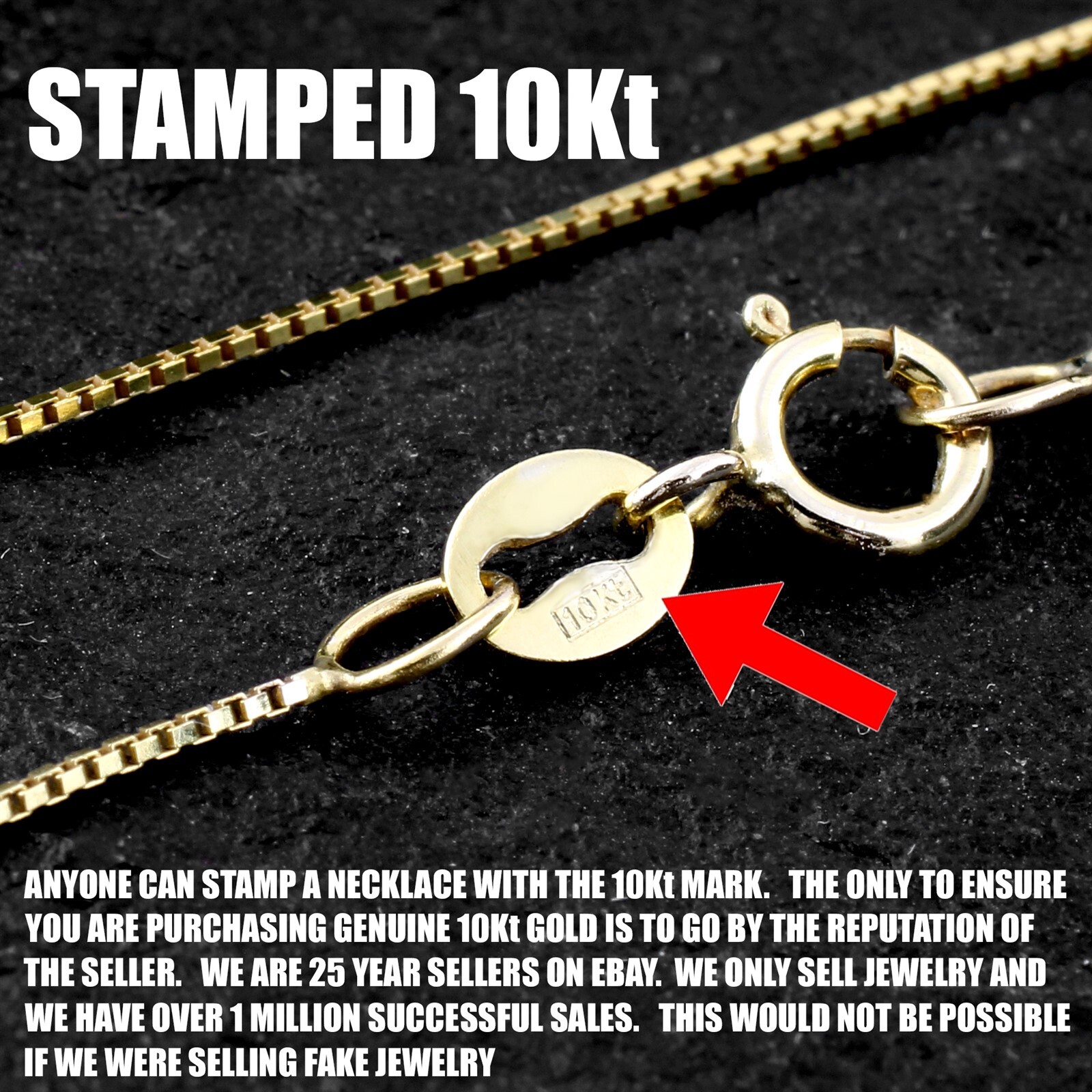 Guaranteed 10K Yellow Gold Solid Box Chain Necklace 0.6mm 14"-24"