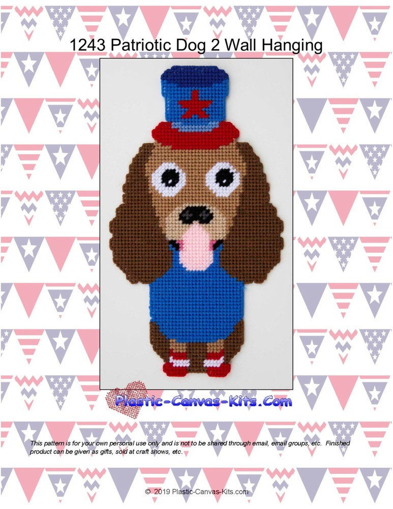 Patriotic Dog 2 Wall Hanging-Cocker Spaniel- Plastic Canvas Pattern or Kit