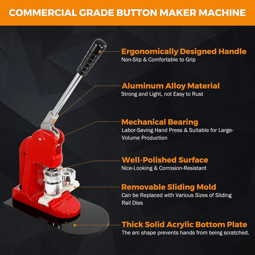 DIY Button Maker Machine with 1000 Blanks - 32mm Pin Press Kit